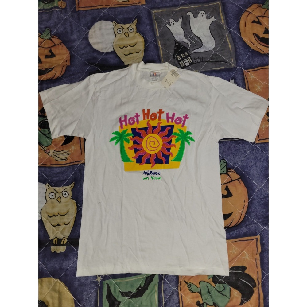 Las Vegas Mirage Vintage Shirt white HOT palm graphic USA 90s‎ Medium